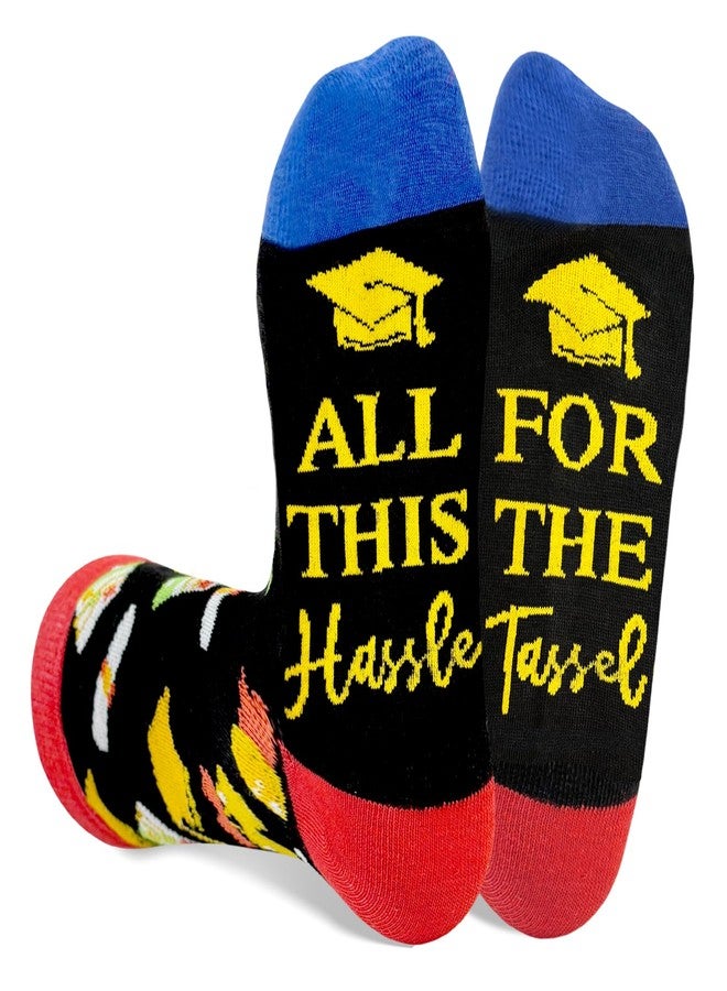 Asikkon Graduation Crew Socks Funny Graduation Gifts for Her and Him Class of 2025 Graduation Socks Christmas Stocking Stuffer, White Elephant Birthday Gift - Image 1